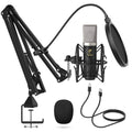 Condenser Microphone 192kHz/24Bit USB Cardioid Computer Mic Kit with Boom Arm Spider Shock Mount B214089