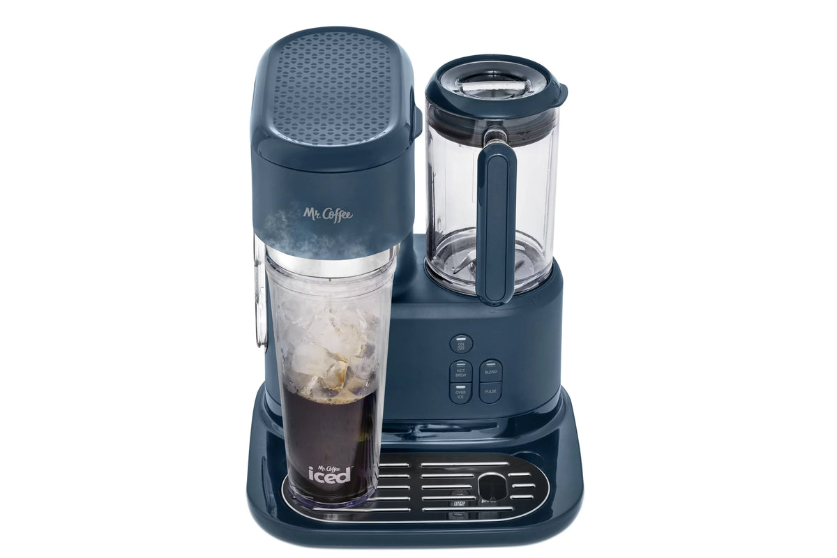 Navy Blue Single Serve Coffee Maker and Blender with Reusable Tumblers and Coffee Filter K2011