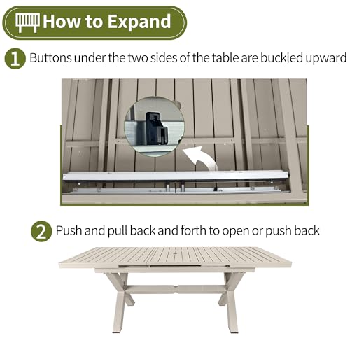 Aluminum Extendable Outdoor Dining Table for 8 with Umbrella Hole R9335