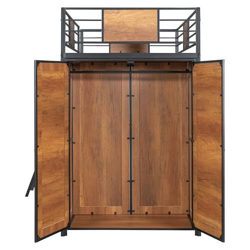 Black Twin Loft Bed with Desk and Storage G177899