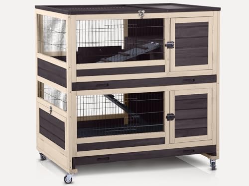Grey Guinea Pig Cage with Wheels and 6 Access Doors Q952757