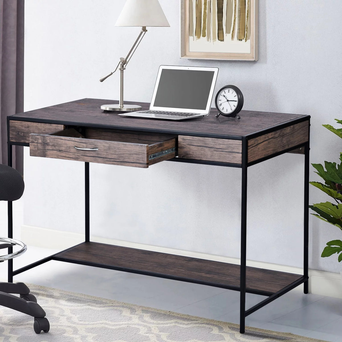 Computer Desk with Drawers and Shelf F687