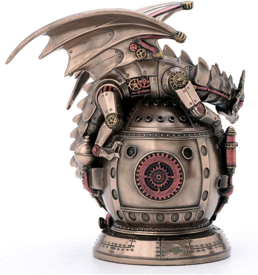 Steampunk Dragon Trinket Box Clock Statue K8533