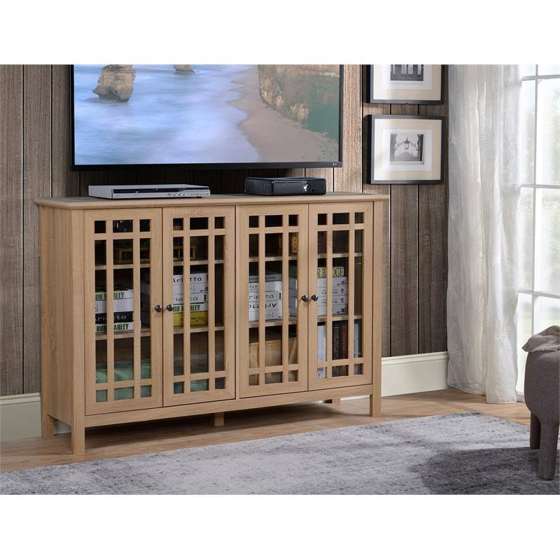 Light Oak Wood 4 Door Accent Cabinet K673