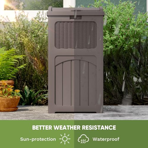 Black 36 Gallon Resin Outdoor Trash Can with Lid N4064