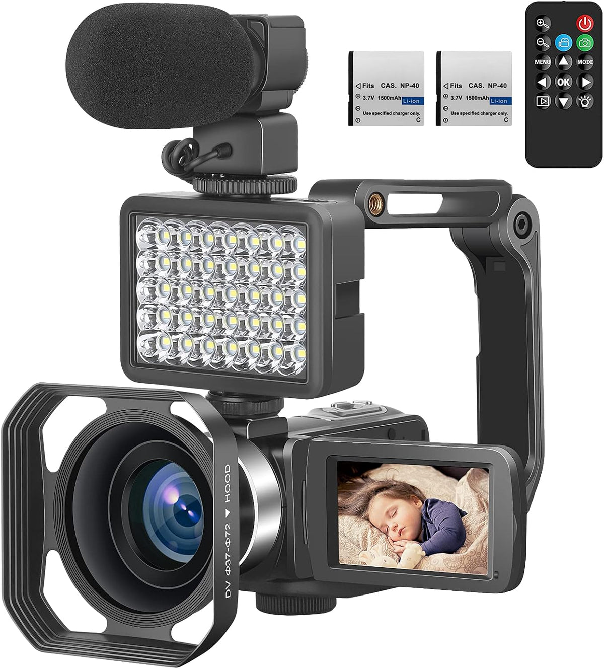 4K 56MP Vlogging Camera with External Microphone and IR Night Vision Q76349