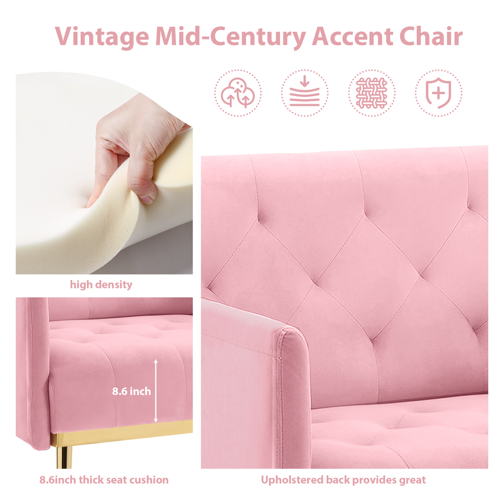 Black Velvet Accent Chair with Metal Legs C5012