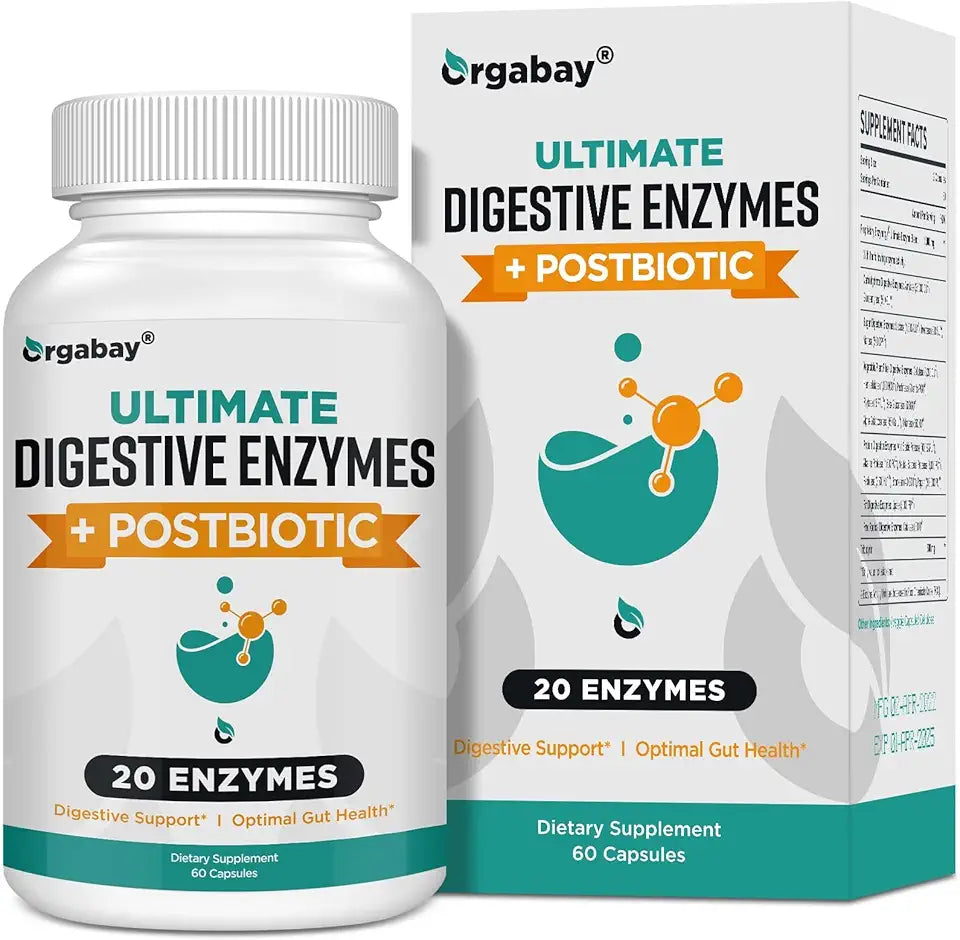 Digestive Enzymes 1000mg with Postbiotics, 20 Enzyme Blend, 60 Veggie Capsules P8585