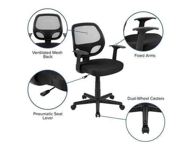 Black Mesh Swivel Task Office Chair E446413