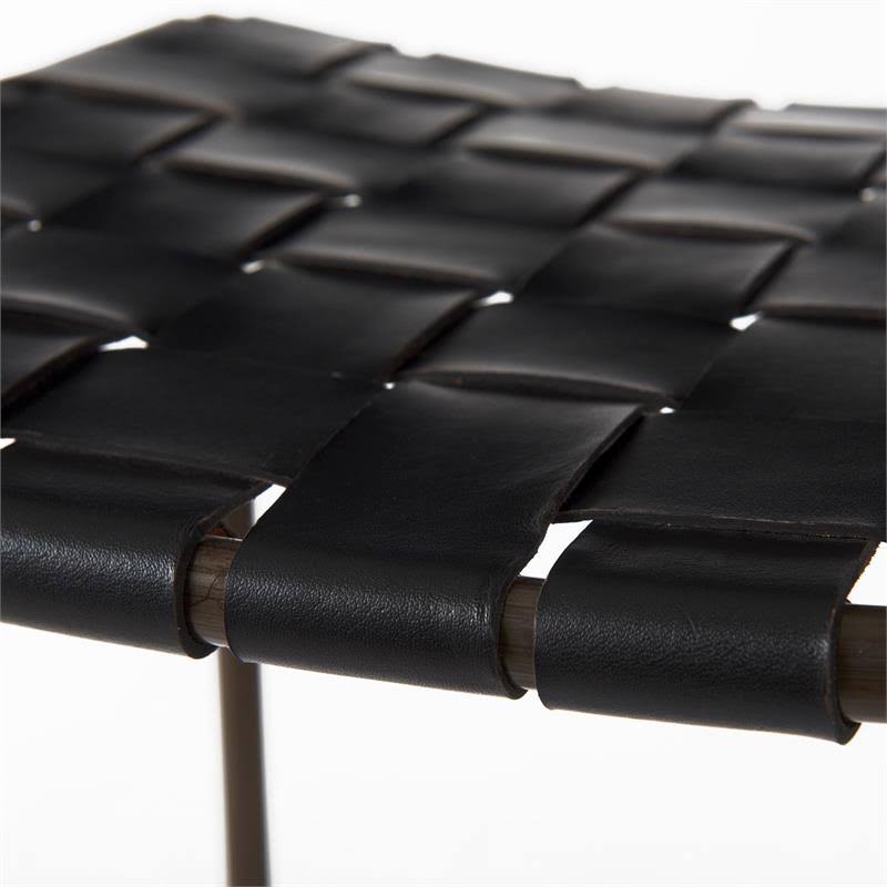 Black Woven Leather Seat Bar Stool H632668