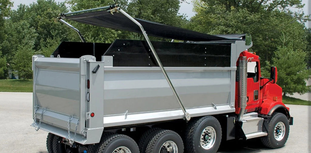 Black Asphalt Vinyl Dump Truck Tarp with Double Pocket & Grommets N4482