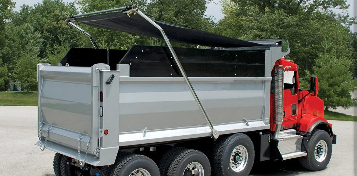 Black Asphalt Vinyl Dump Truck Tarp with Double Pocket & Grommets N4482