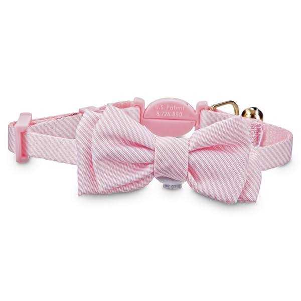 Blue Seersucker Breakaway Bowtie Kitten Collar I946