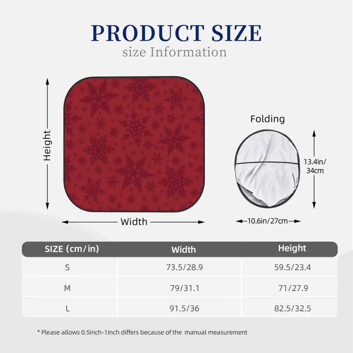 Christmas Red Snowflakes 2 Pack Foldable Car Windshield Sun Shade P955