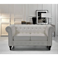 Cream/White Chesterfield Loveseat F440229