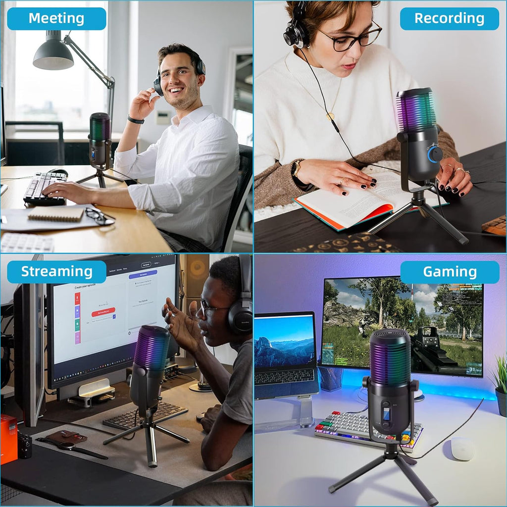 RGB Gaming USB Condenser Microphone with Tripod Stand, Pack of 2 K6468