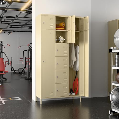 72" H Metal Storage Lockers with Doors and Rod, 7+1 Doors, Camel P2286
