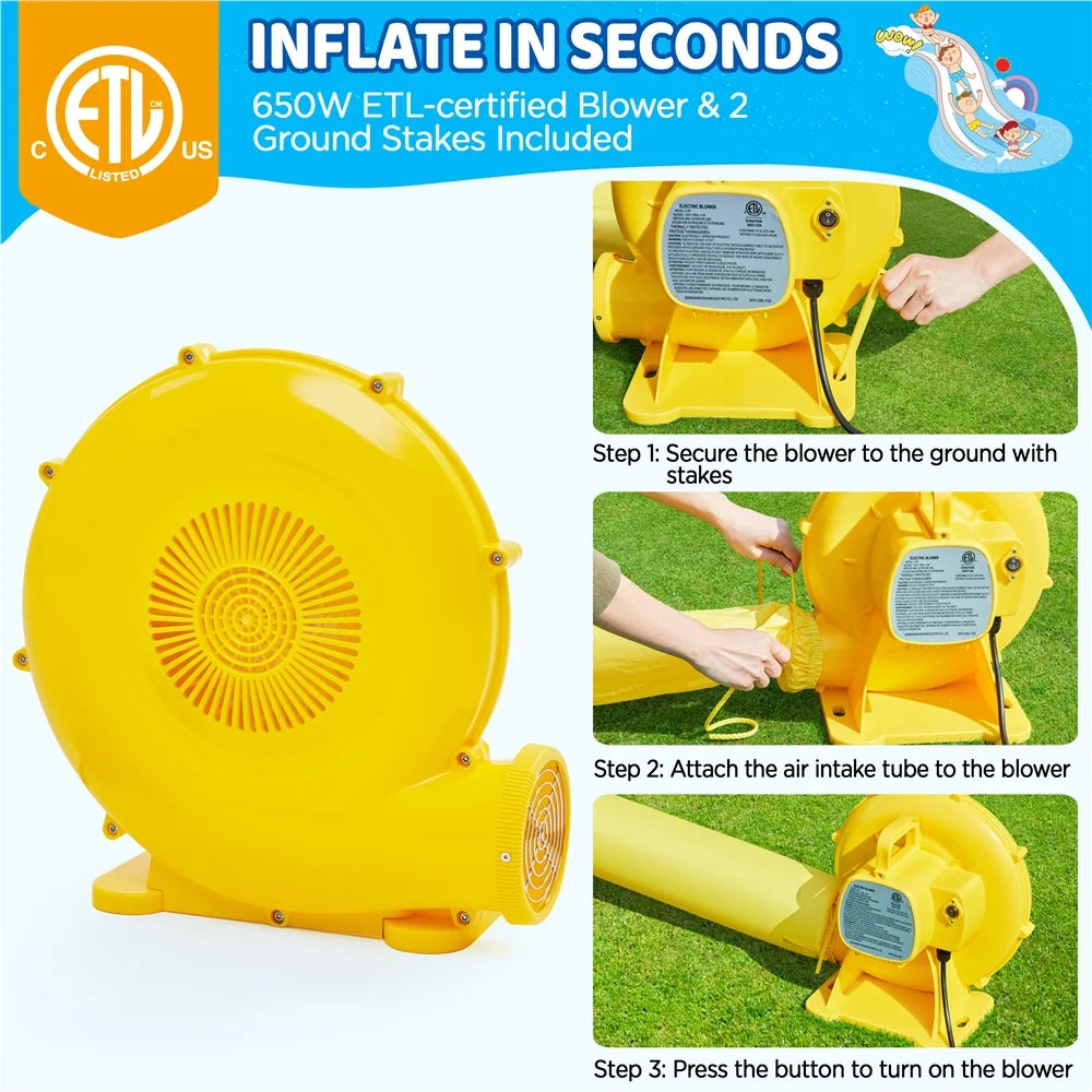 Dual Lane Inflatable Water Slide with Storage Bag & Blower F553