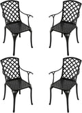 Black Cast Aluminum Outdoor Dining Arm Chairs, Set of 4 Y3555