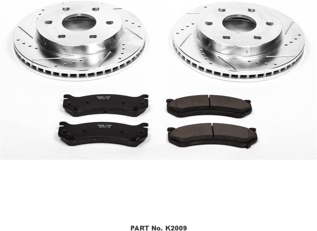 Front Z23 Carbon Fiber Brake Pads with Drilled & Slotted Brake Rotors Kit S727