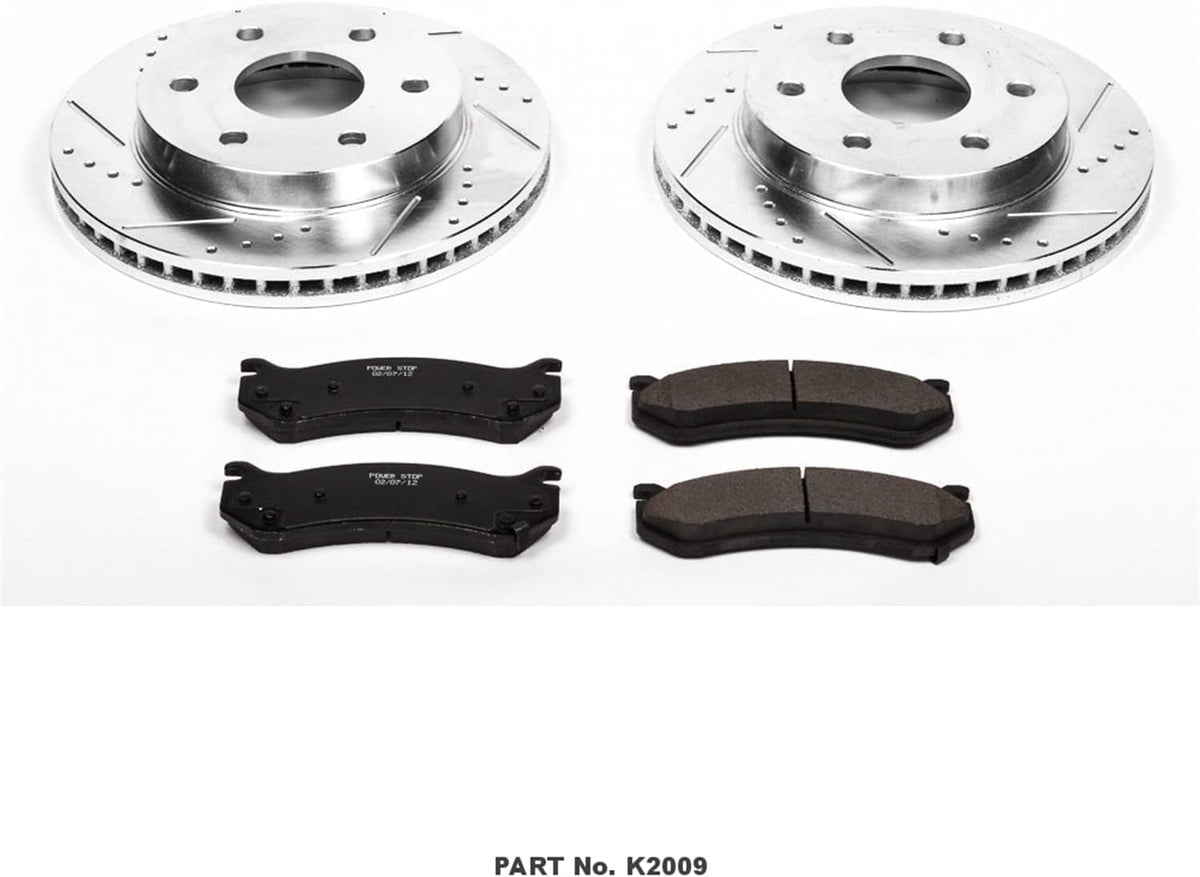 Front Z23 Carbon Fiber Brake Pads with Drilled & Slotted Brake Rotors Kit S727