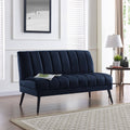 Navy Blue Velvet Armless Loveseat K60952