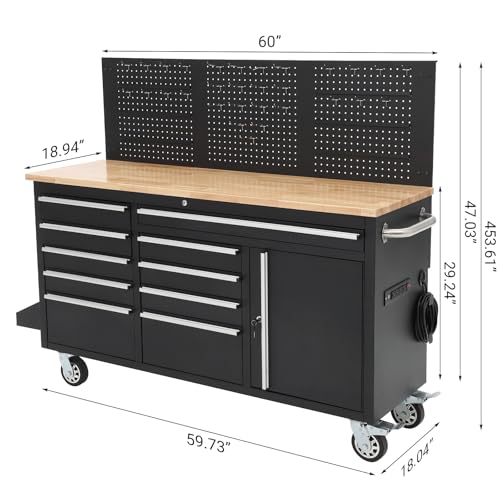 61inch Rolling Tool Chest with 10 Drawers T231
