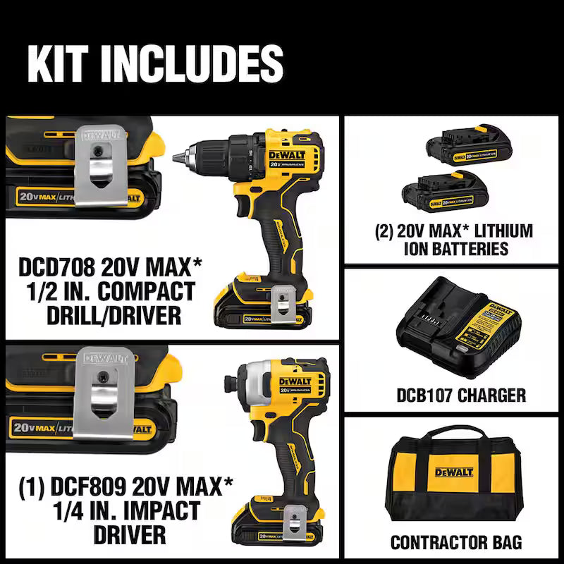 Cordless Brushless Compact Drill Impact 2 Tool Combo Kit B999805