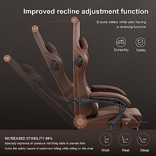 Gaming Chair with Speakers, Footrest, High Back Ergonomic Reclining F5008
