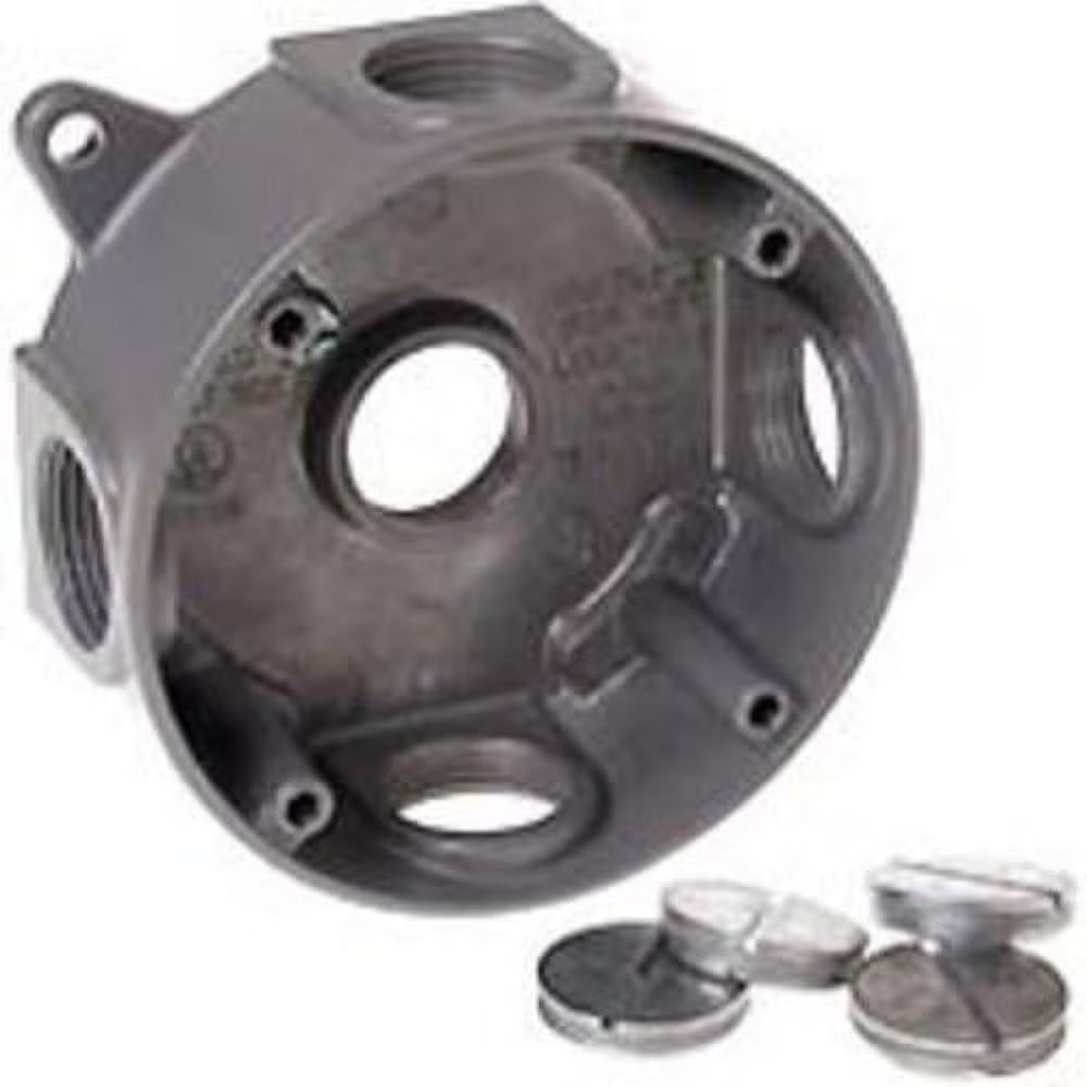 Round Weatherproof Splice Box, 5-3/4" Outlets, Gray V39156