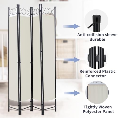 Blue 4 Panel 6FT Room Divider with Steel Frame R198004