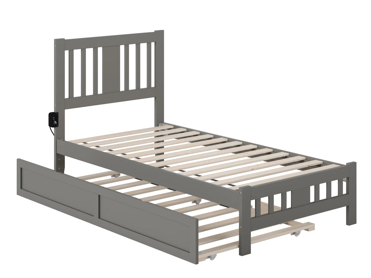 Twin Wood Platform Bed with Trundle W9802