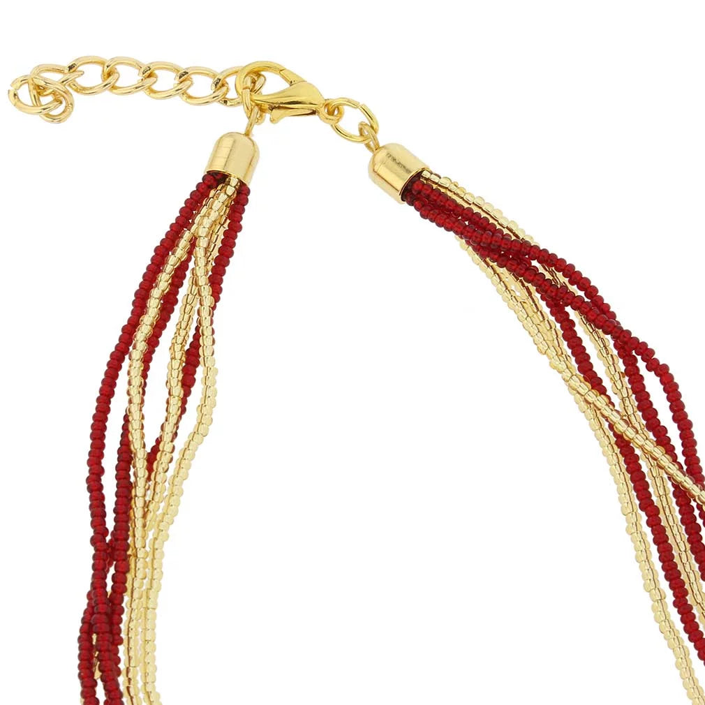 Murano Glass 6 Strand Seed Bead Necklace L8709