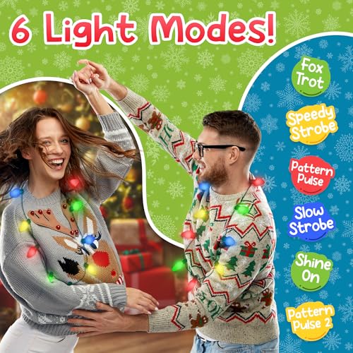 4 Pack LED Light Up Christmas Bulb Necklace F5503