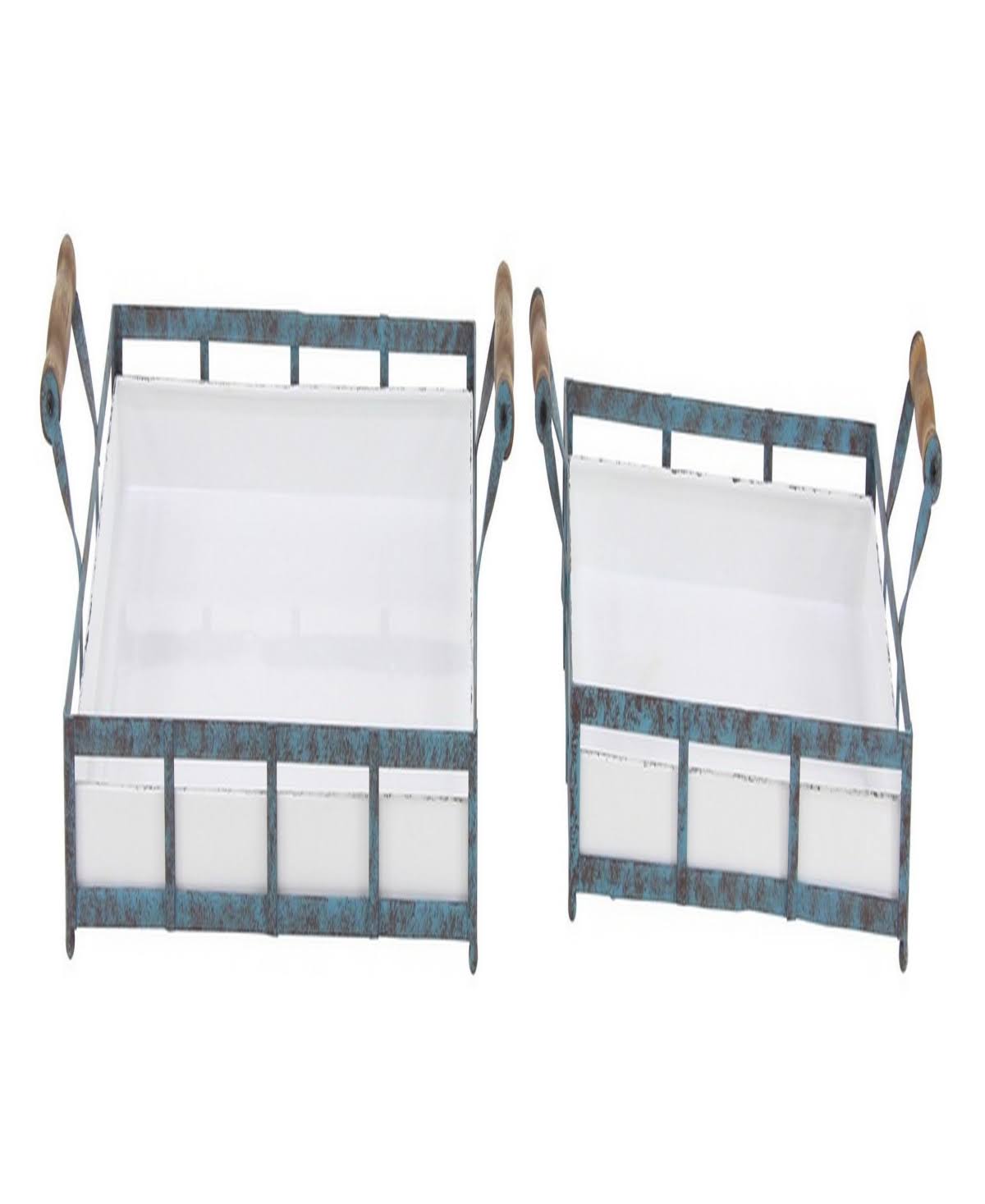 Set of 2 Blue Metal Farmhouse Tray T862