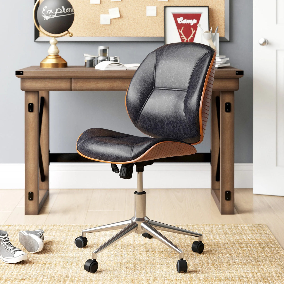 PU Leather Bamboo Office Chair M395238