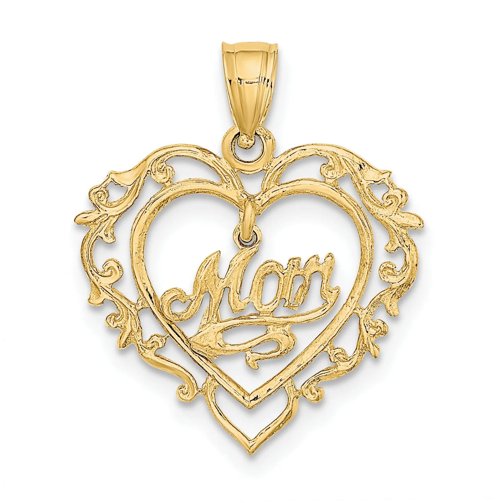 14K Yellow Gold Polished Heart Pendant Charm with 10K Yellow Gold Rope Chain Necklace 18'' E9782