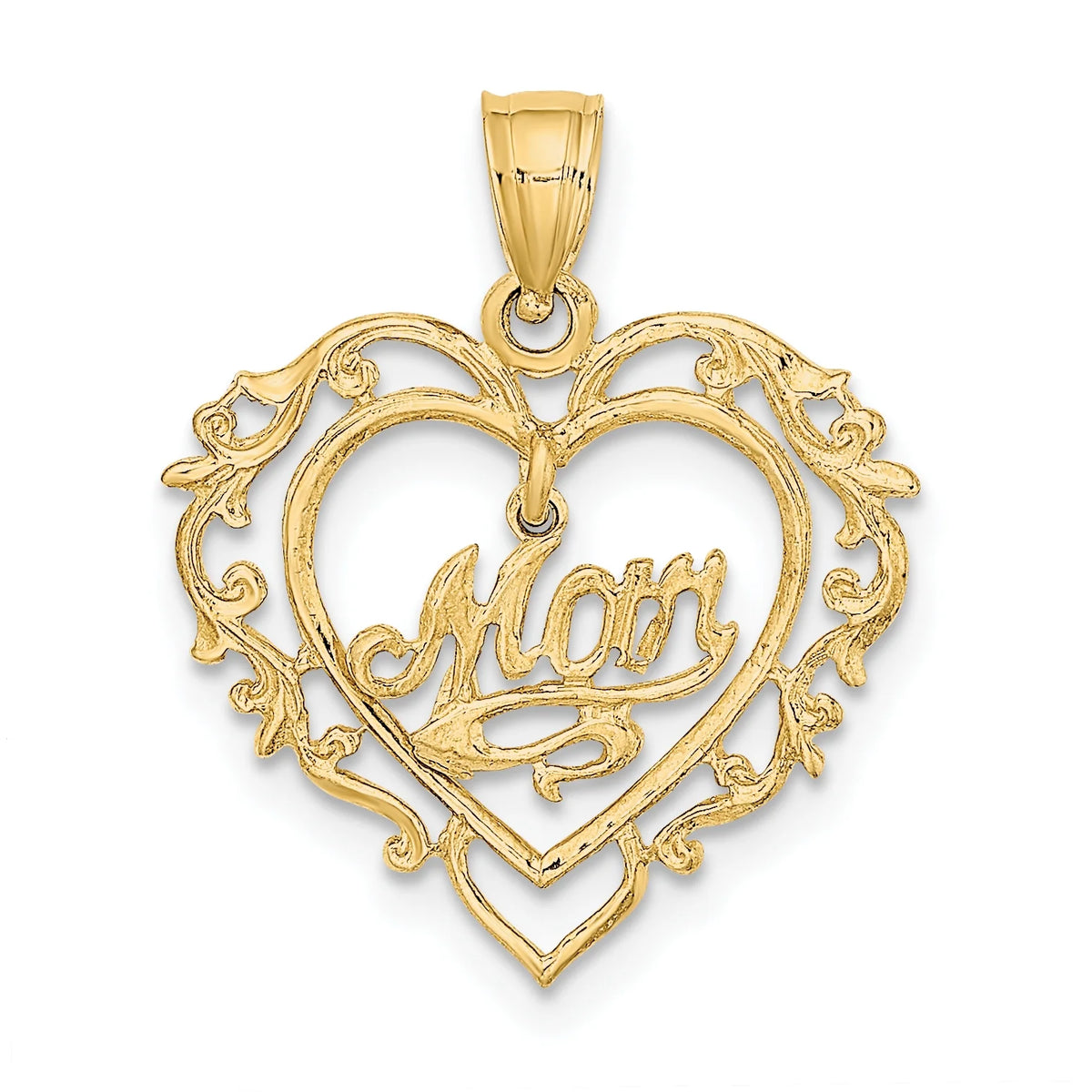 14K Yellow Gold Polished Heart Pendant Charm with 10K Yellow Gold Rope Chain Necklace 18'' E9782