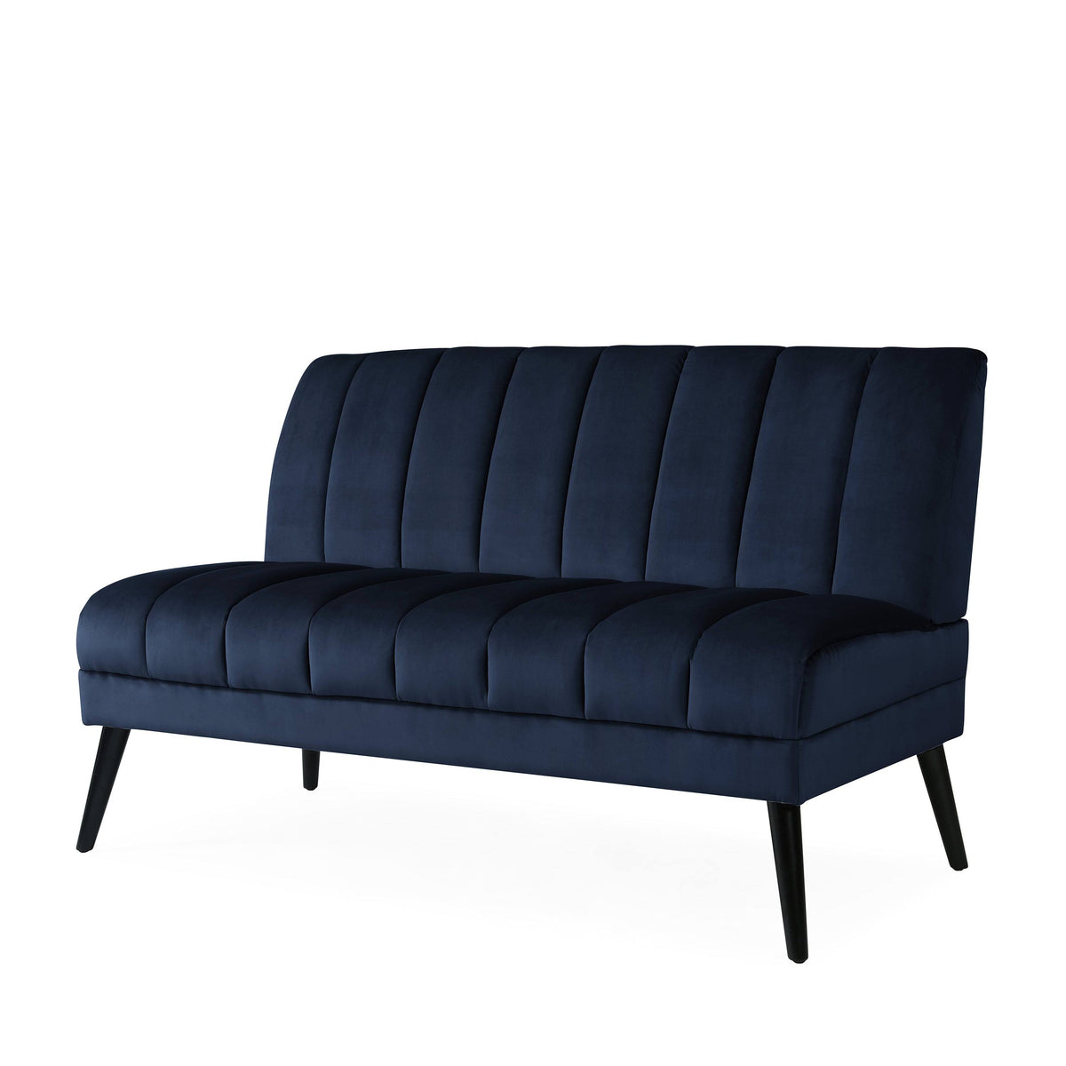 Navy Blue Velvet Armless Loveseat K60952