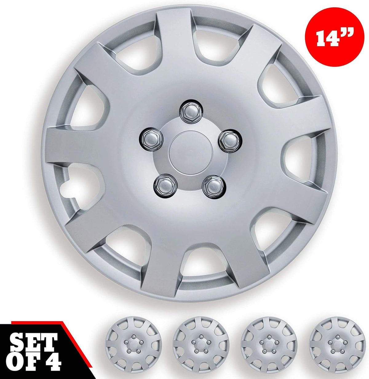 15-Inch Set of 4 Silver Car Wheel Hub Caps C17621