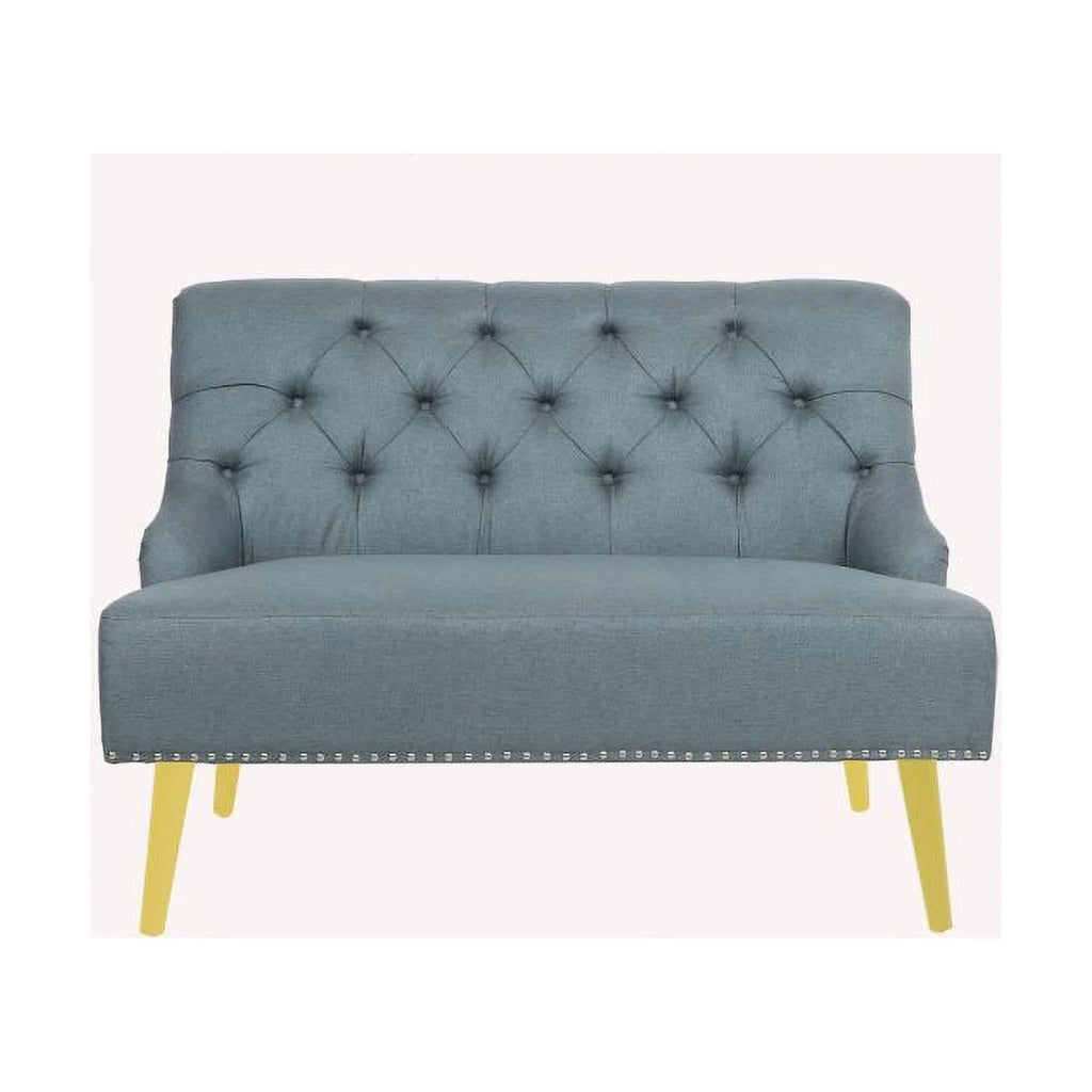 Light Blue Fabric Armless Loveseat H7158