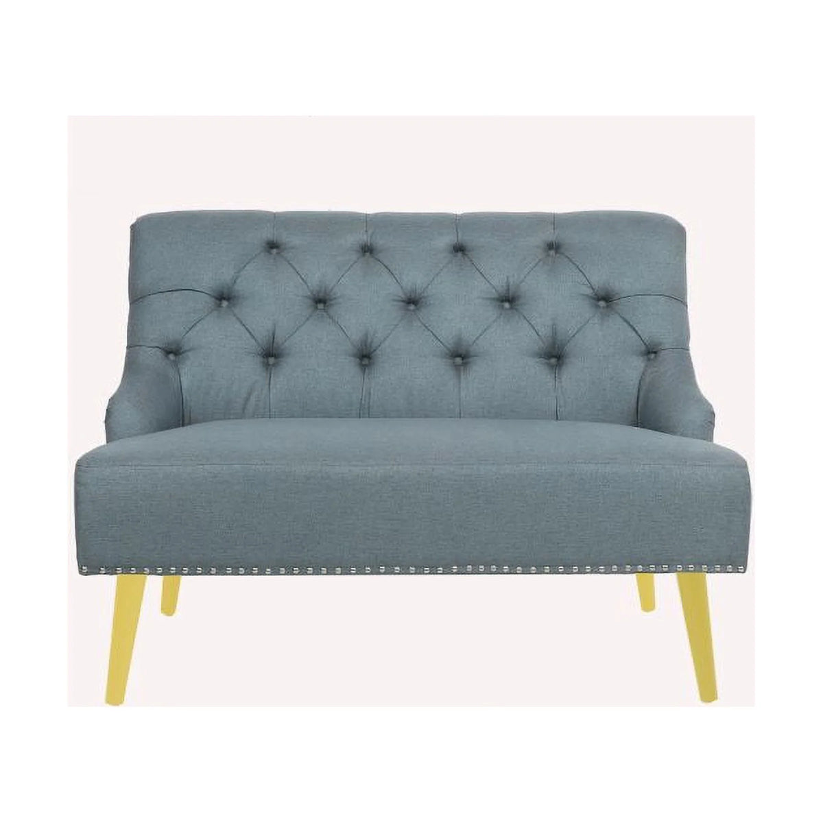 Light Blue Fabric Armless Loveseat H7158