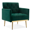 Green Velvet Upholstered Accent Chair with Metal Legs Y689158