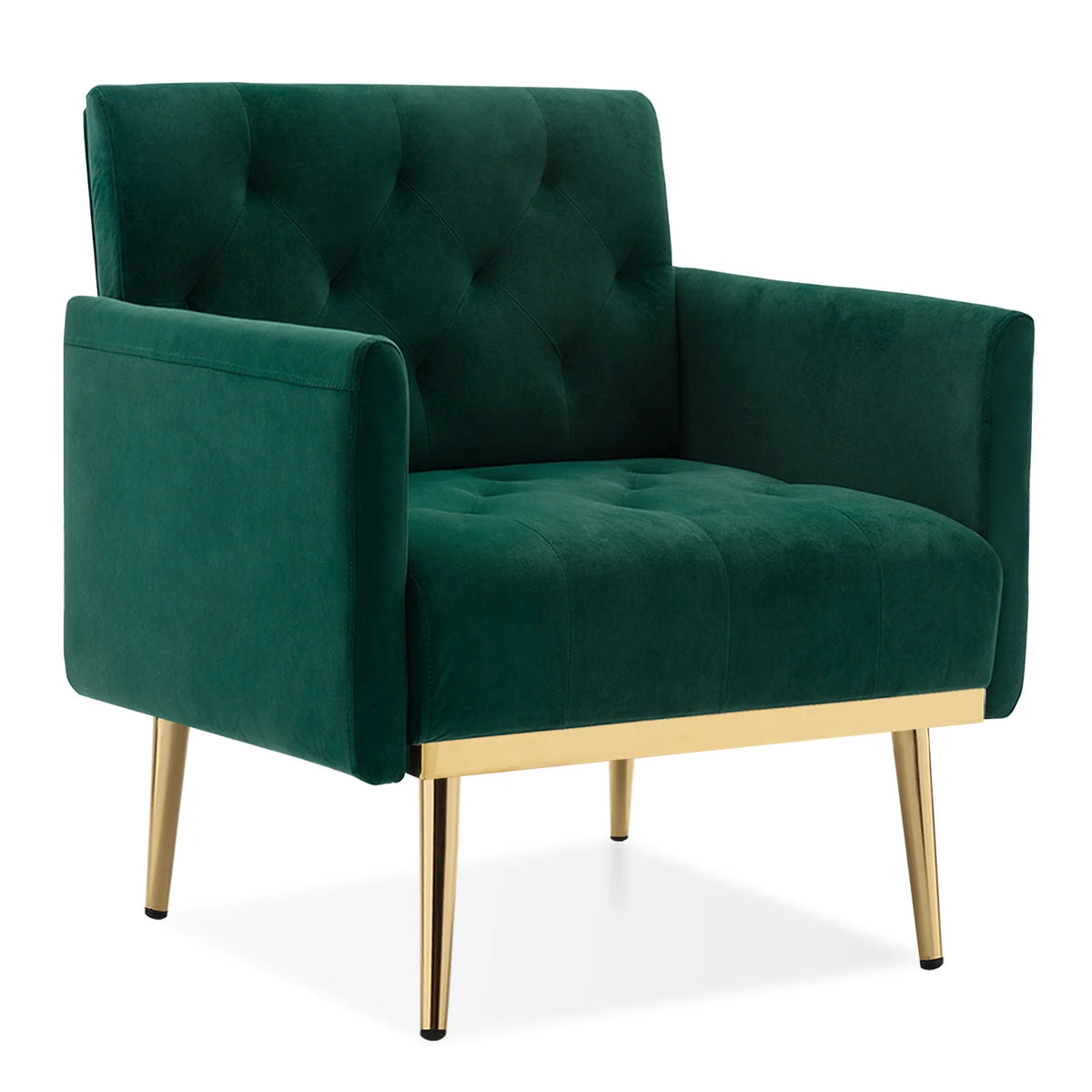 Green Velvet Upholstered Accent Chair with Metal Legs Y689158