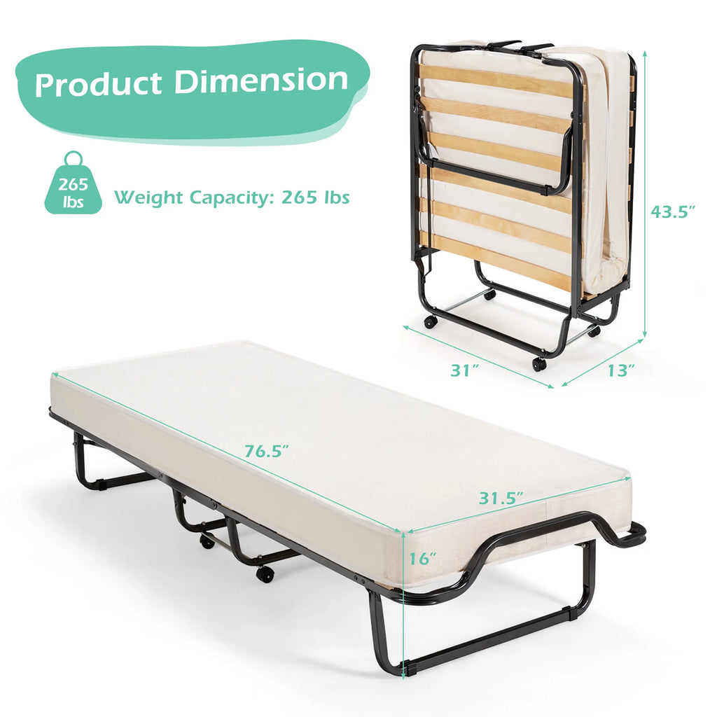 Portable Folding Bed with Memory Foam Mattress Q4037
