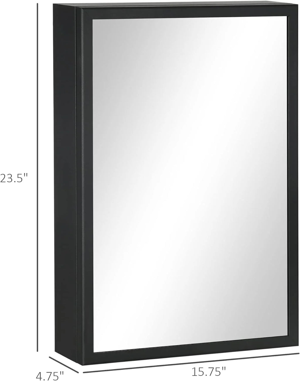 Black Stainless Steel Wall-Mounted Medicine Cabinet with Mirror O78137
