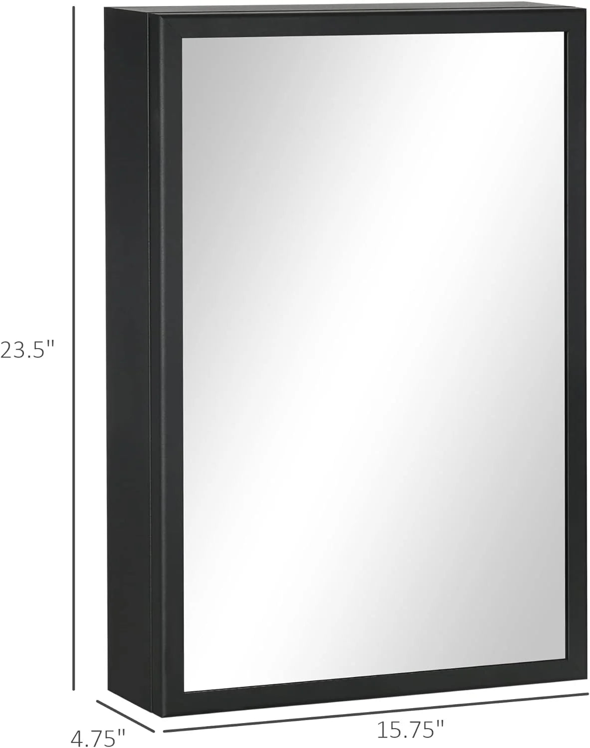 Black Stainless Steel Wall-Mounted Medicine Cabinet with Mirror O78137