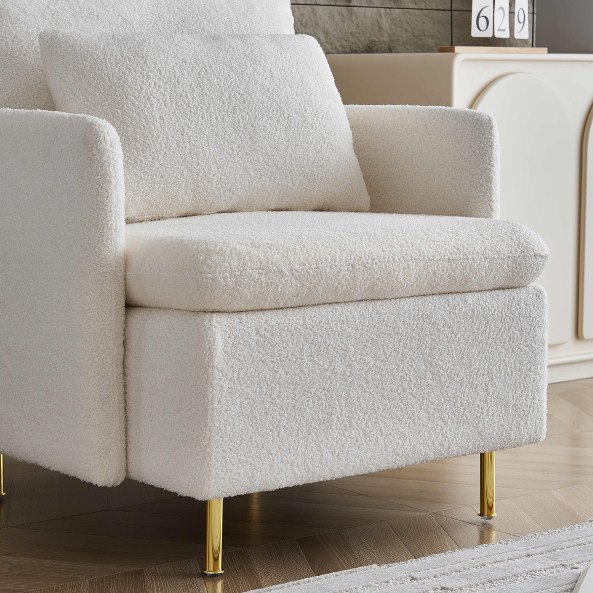 Ivory Sherpa Upholstered Accent Chair X925953