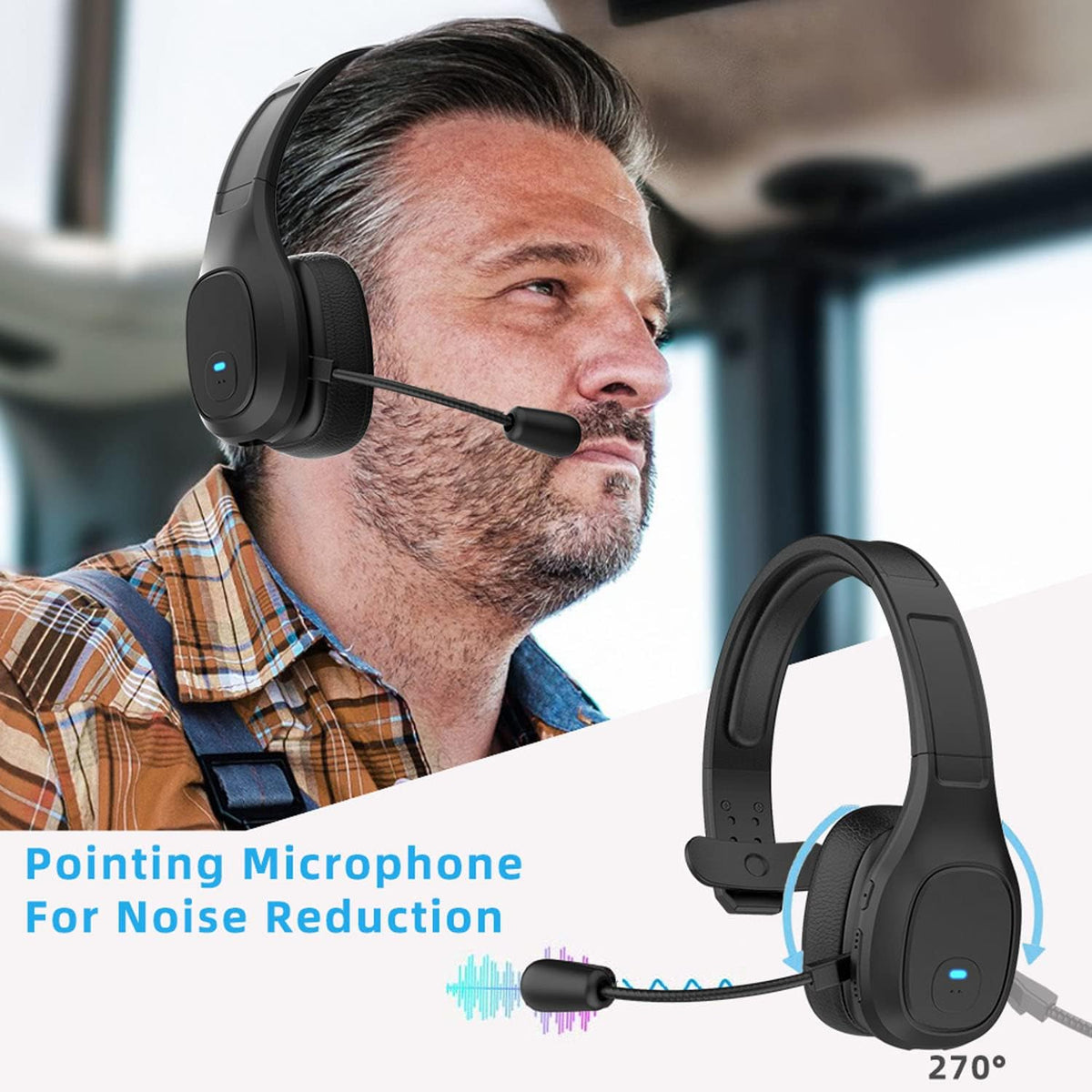 Wireless Bluetooth Headset with Noise Canceling Microphone, Pack of 2 C976