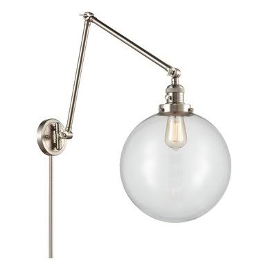 1 - Light Dimmable Swing Arm Brushed Satin Nickel Clear E411261